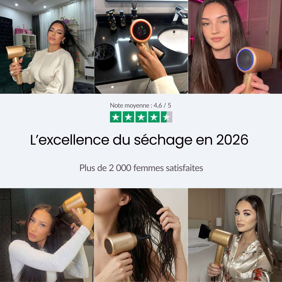 Sèche-cheveux intelligent. Auto-adapte la chaleur grâce aux capteurs.