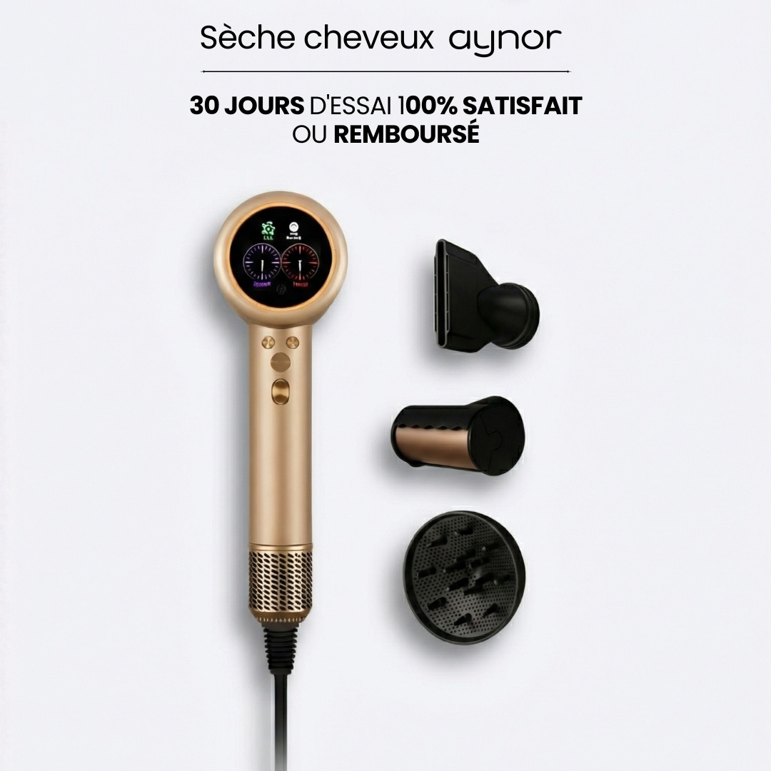 Sèche-cheveux intelligent. Auto-adapte la chaleur grâce aux capteurs.